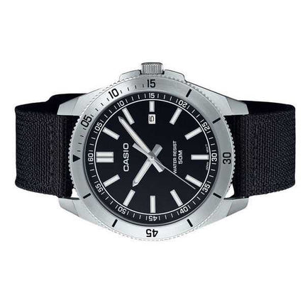 Orologio da uomo Casio MTP-B155C-1E con cinturino in tessuto analogico standard quadrante nero al quarzo