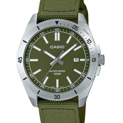 Orologio da uomo Casio MTP-B155C-3E con cinturino in tessuto analogico standard quadrante verde al quarzo