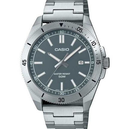 Orologio da uomo Casio analogico standard in acciaio inossidabile con quadrante grigio al quarzo MTP-B155D-3EV