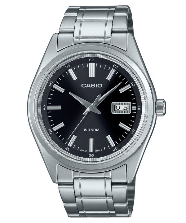 Orologio da uomo Casio Standard Analogico in acciaio inossidabile con quadrante nero al quarzo MTP-B180D-1A1V