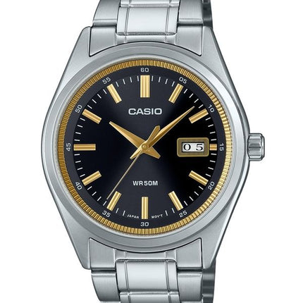 Orologio da uomo Casio Standard Analogico in acciaio inossidabile con quadrante nero al quarzo MTP-B180D-1A2V