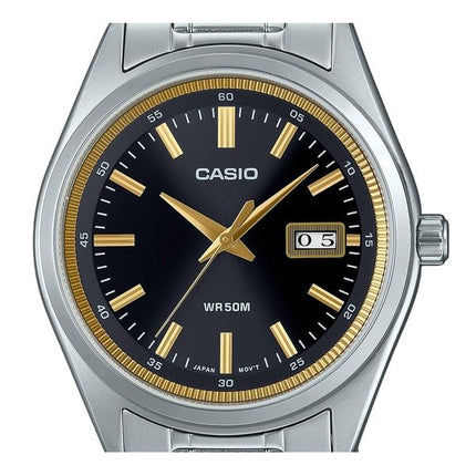 Orologio da uomo Casio Standard Analogico in acciaio inossidabile con quadrante nero al quarzo MTP-B180D-1A2V