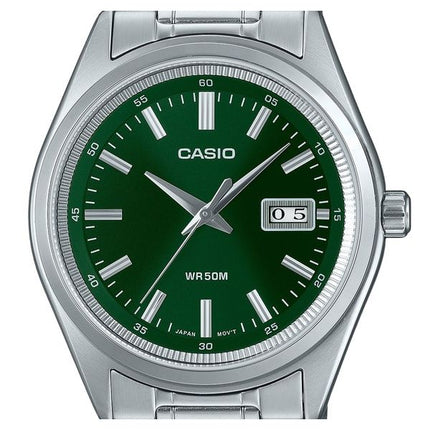 Orologio da uomo Casio Standard Analogico in acciaio inossidabile con quadrante verde al quarzo MTP-B180D-3AV