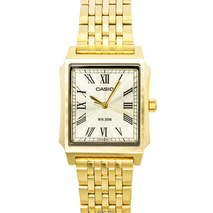 Orologio da uomo Casio analogico al quarzo con quadrante dorato e cassa in acciaio inossidabile, modello MTP-B190G-9BV, modello MTP-B190G-9BV.