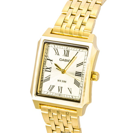 Orologio da uomo Casio analogico al quarzo con quadrante dorato e cassa in acciaio inossidabile, modello MTP-B190G-9BV, modello MTP-B190G-9BV.