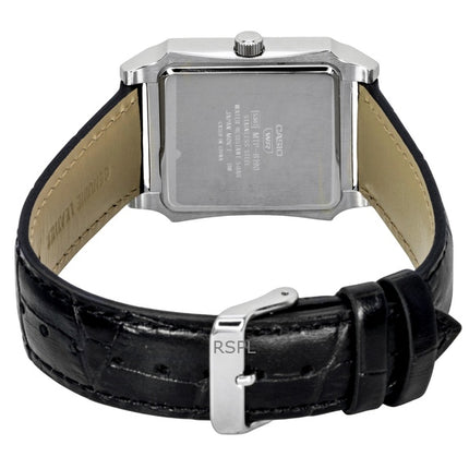 Orologio da uomo Casio analogico con cinturino in pelle, quadrante argentato e movimento al quarzo, modello MTP-B190L-7BV