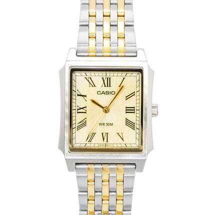 Orologio da uomo Casio analogico al quarzo con quadrante dorato e cassa in acciaio inossidabile, modello MTP-B190SG-9BV, modello MTP-B190SG-9BV.