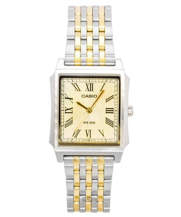 Orologio da uomo Casio analogico al quarzo con quadrante dorato e cassa in acciaio inossidabile, modello MTP-B190SG-9BV, modello MTP-B190SG-9BV.