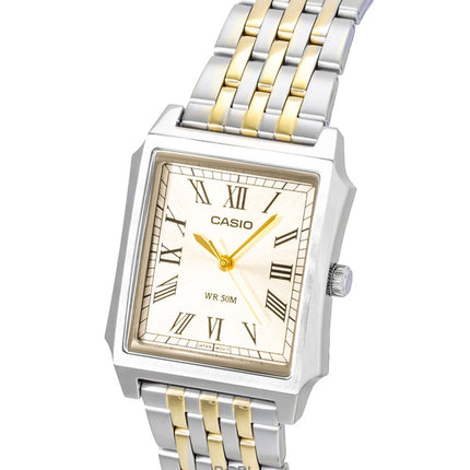 Orologio da uomo Casio analogico al quarzo con quadrante dorato e cassa in acciaio inossidabile, modello MTP-B190SG-9BV, modello MTP-B190SG-9BV.