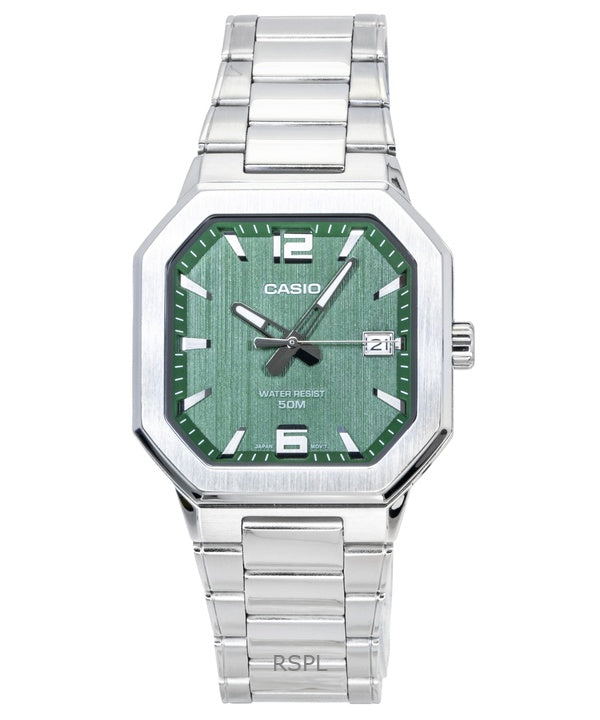 Orologio da uomo Casio analogico in acciaio inossidabile con quadrante verde al quarzo MTP-B195D-3AV