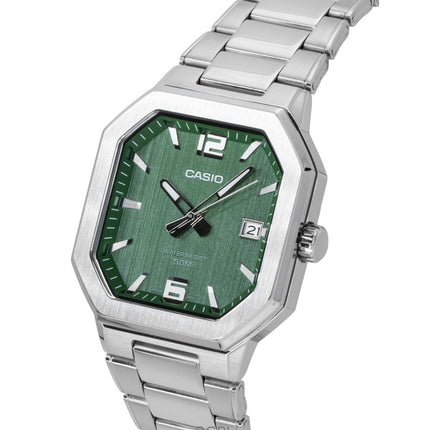 Orologio da uomo Casio analogico in acciaio inossidabile con quadrante verde al quarzo MTP-B195D-3AV