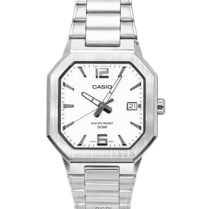 Orologio da uomo Casio analogico in acciaio inossidabile con quadrante argentato al quarzo MTP-B195D-7AV