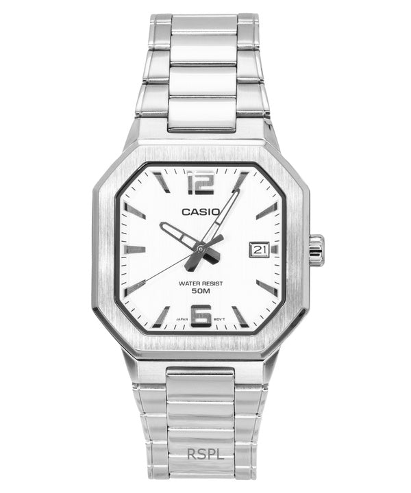 Orologio da uomo Casio analogico in acciaio inossidabile con quadrante argentato al quarzo MTP-B195D-7AV