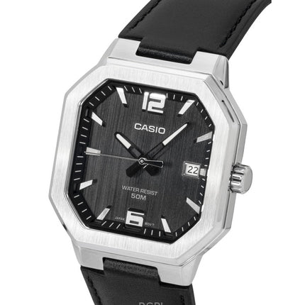 Orologio da uomo Casio analogico al quarzo con cinturino in pelle e quadrante nero MTP-B195L-1AV