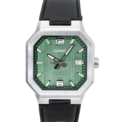 Orologio da uomo Casio analogico al quarzo con cinturino in pelle e quadrante verde MTP-B195L-3AV