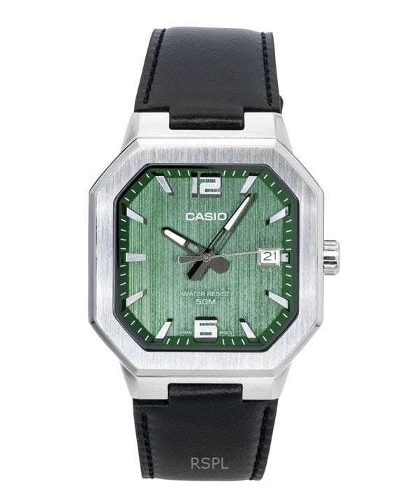 Orologio da uomo Casio analogico al quarzo con cinturino in pelle e quadrante verde MTP-B195L-3AV