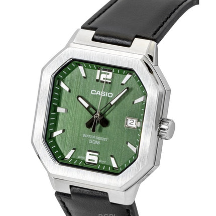 Orologio da uomo Casio analogico al quarzo con cinturino in pelle e quadrante verde MTP-B195L-3AV