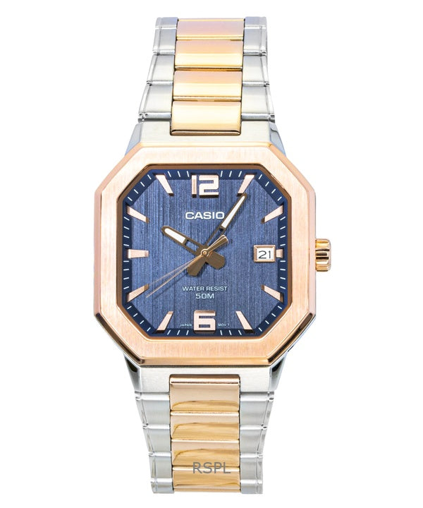 Orologio da uomo Casio analogico bicolore in acciaio inossidabile con quadrante nero al quarzo MTP-B195RG-2AV