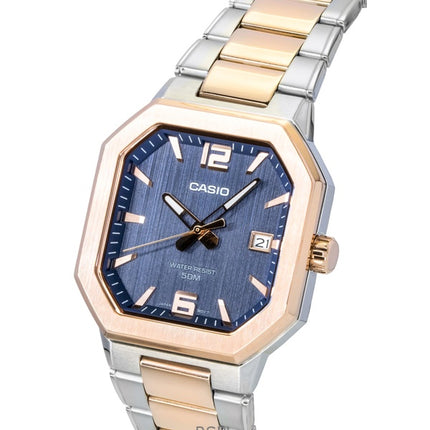 Orologio da uomo Casio analogico bicolore in acciaio inossidabile con quadrante nero al quarzo MTP-B195RG-2AV