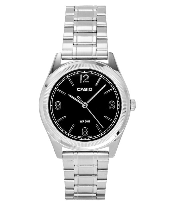 Orologio da uomo Casio Standard Analogico in acciaio inossidabile con quadrante nero e movimento al quarzo, modello MTP-B210D-1AV