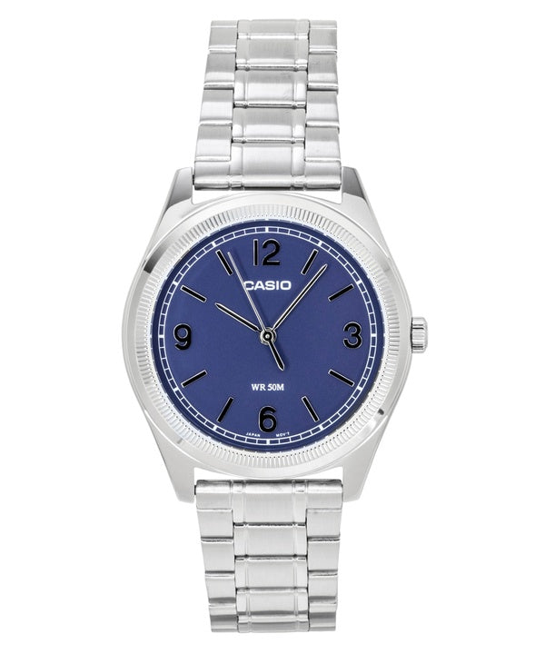 Orologio da uomo Casio Standard Analogico in acciaio inossidabile con quadrante blu navy, movimento al quarzo, modello MTP-B210D-2A2V