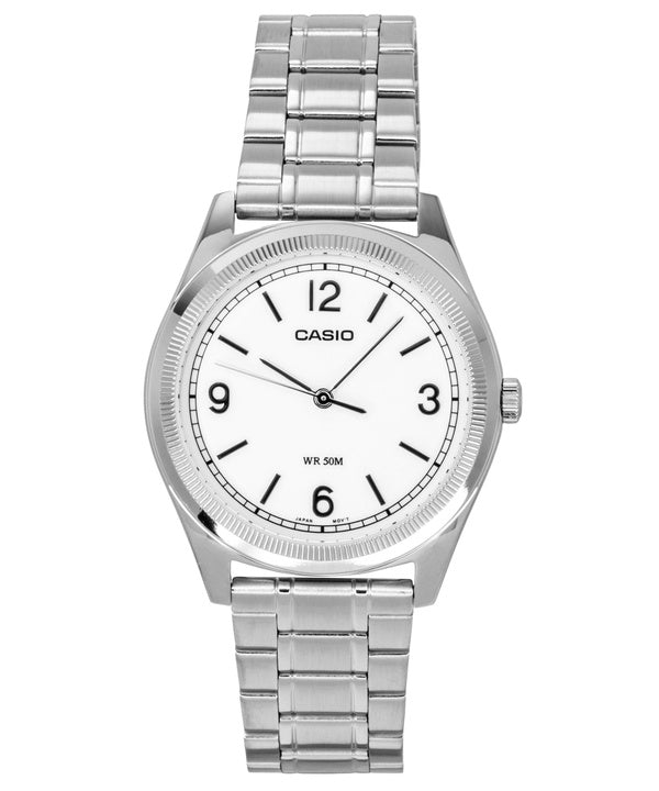 Orologio da uomo Casio Standard Analogico in acciaio inossidabile con quadrante bianco e movimento al quarzo, modello MTP-B210D-7AV