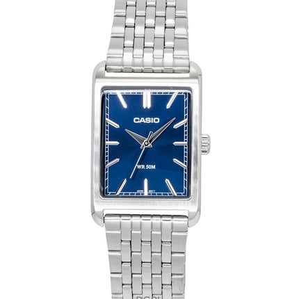 Orologio da uomo Casio analogico al quarzo con quadrante blu e cassa in acciaio inossidabile, modello MTP-B215D-2AV
