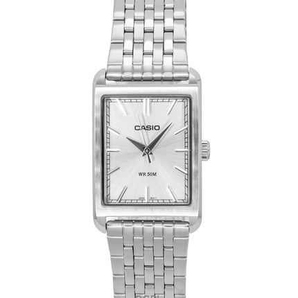 Orologio da uomo Casio analogico al quarzo con quadrante argentato in acciaio inossidabile, modello MTP-B215D-7AV, modello MTP-B215D-7AV.