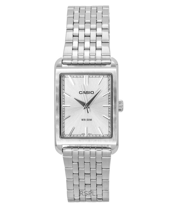 Orologio da uomo Casio analogico al quarzo con quadrante argentato in acciaio inossidabile, modello MTP-B215D-7AV, modello MTP-B215D-7AV.