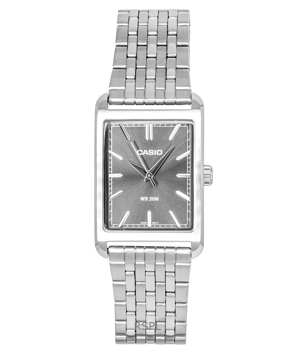 Orologio da uomo Casio analogico al quarzo con quadrante grigio e cassa in acciaio inossidabile, modello MTP-B215D-8AV, modello MTP-B215D-8AV.