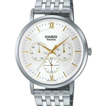 Orologio da uomo Casio analogico quadrante argento in acciaio inossidabile al quarzo MTP-B300D-7A MTPB300D-7