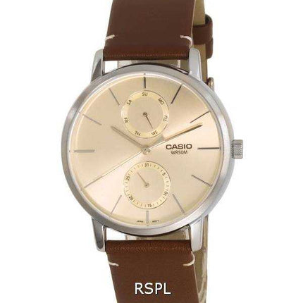 Orologio da uomo Casio analogico in pelle con quadrante dorato al quarzo MTP-B310L-9A MTPB310L-9