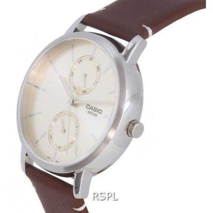 Orologio da uomo Casio analogico in pelle con quadrante dorato al quarzo MTP-B310L-9A MTPB310L-9