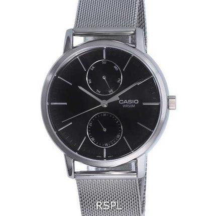 Orologio da uomo Casio analogico in acciaio inossidabile con quadrante nero al quarzo MTP-B310M-1A MTPB310M-1