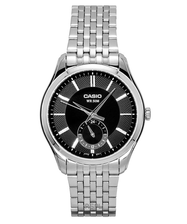 Orologio da uomo Casio analogico al quarzo con quadrante nero e cassa in acciaio inossidabile, modello MTP-B315D-1AV, modello MTP-B315D-1AV.