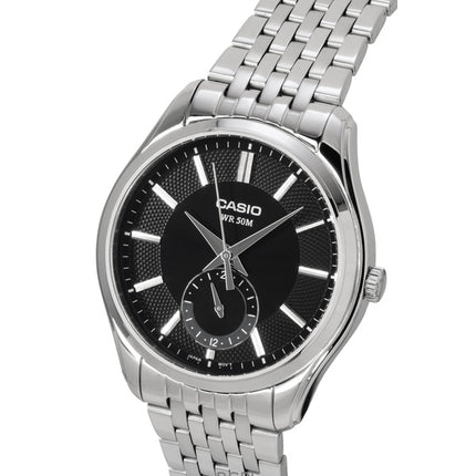 Orologio da uomo Casio analogico al quarzo con quadrante nero e cassa in acciaio inossidabile, modello MTP-B315D-1AV, modello MTP-B315D-1AV.