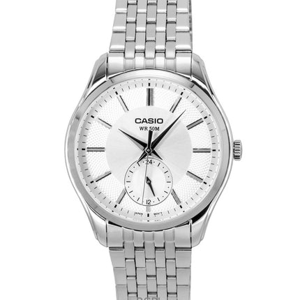 Orologio da uomo Casio analogico al quarzo con quadrante argentato in acciaio inossidabile, modello MTP-B315D-7AV, modello MTP-B315D-7AV.