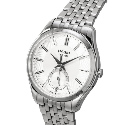 Orologio da uomo Casio analogico al quarzo con quadrante argentato in acciaio inossidabile, modello MTP-B315D-7AV, modello MTP-B315D-7AV.