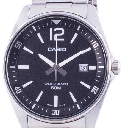 Orologio da uomo Casio quadrante nero in acciaio inossidabile al quarzo MTP-E170D-1BV MTPE170D-1BV