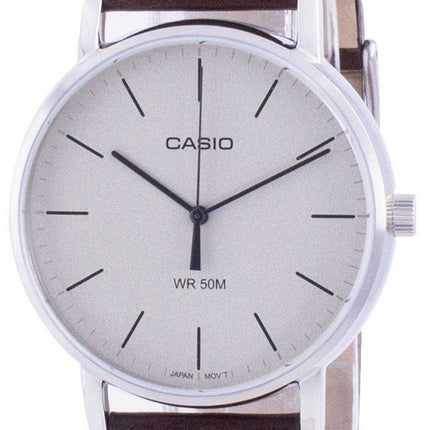Orologio da uomo Casio quadrante bianco cinturino in pelle al quarzo MTP-E171L-5E MTPE171L-5