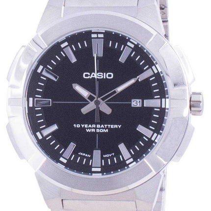 Orologio da uomo Casio analogico quadrante nero in acciaio inossidabile MTP-E172D-1A MTPE172D-1