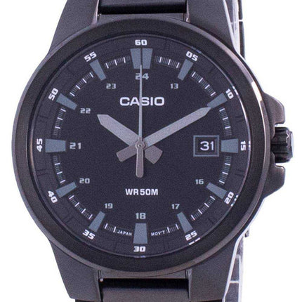 Orologio da uomo Casio analogico quadrante nero in acciaio inossidabile MTP-E173B-1A MTPE173B-1