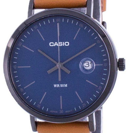 Orologio da uomo Casio analogico con quadrante blu cinturino in pelle MTP-E175BL-2E MTPE175BL-2