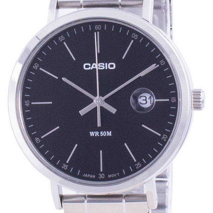 Orologio da uomo Casio analogico con quadrante nero in acciaio inossidabile MTP-E175D-1E MTPE175D-1