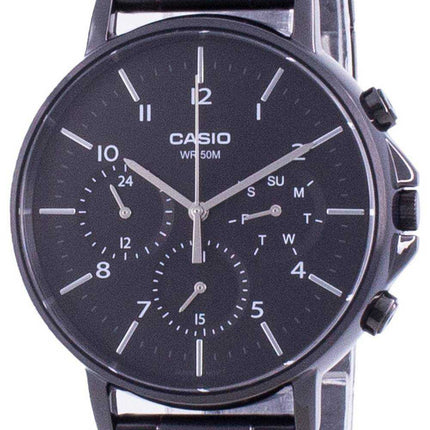 Orologio da uomo Casio Multi Hands quadrante nero in acciaio inossidabile al quarzo MTP-E321B-1A MTPE321B-1