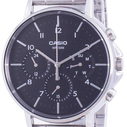 Orologio da uomo Casio Multi Hands quadrante nero in acciaio inossidabile al quarzo MTP-E321D-1A MTPE321D-1