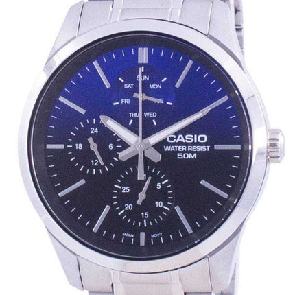 Orologio da uomo Casio analogico con quadrante blu al quarzo in acciaio inossidabile MTP-E330D-2A MTPE330D-2