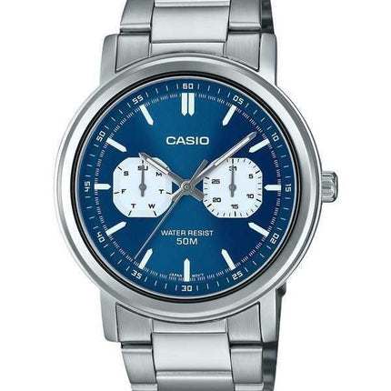 Orologio da uomo Casio Standard Analogico in acciaio inossidabile con quadrante blu al quarzo MTP-E335D-2E1V