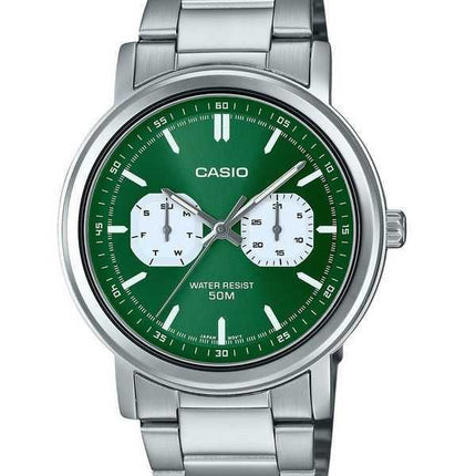 Orologio da uomo Casio Standard Analogico in acciaio inossidabile con quadrante verde al quarzo MTP-E335D-3EV