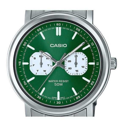 Orologio da uomo Casio Standard Analogico in acciaio inossidabile con quadrante verde al quarzo MTP-E335D-3EV